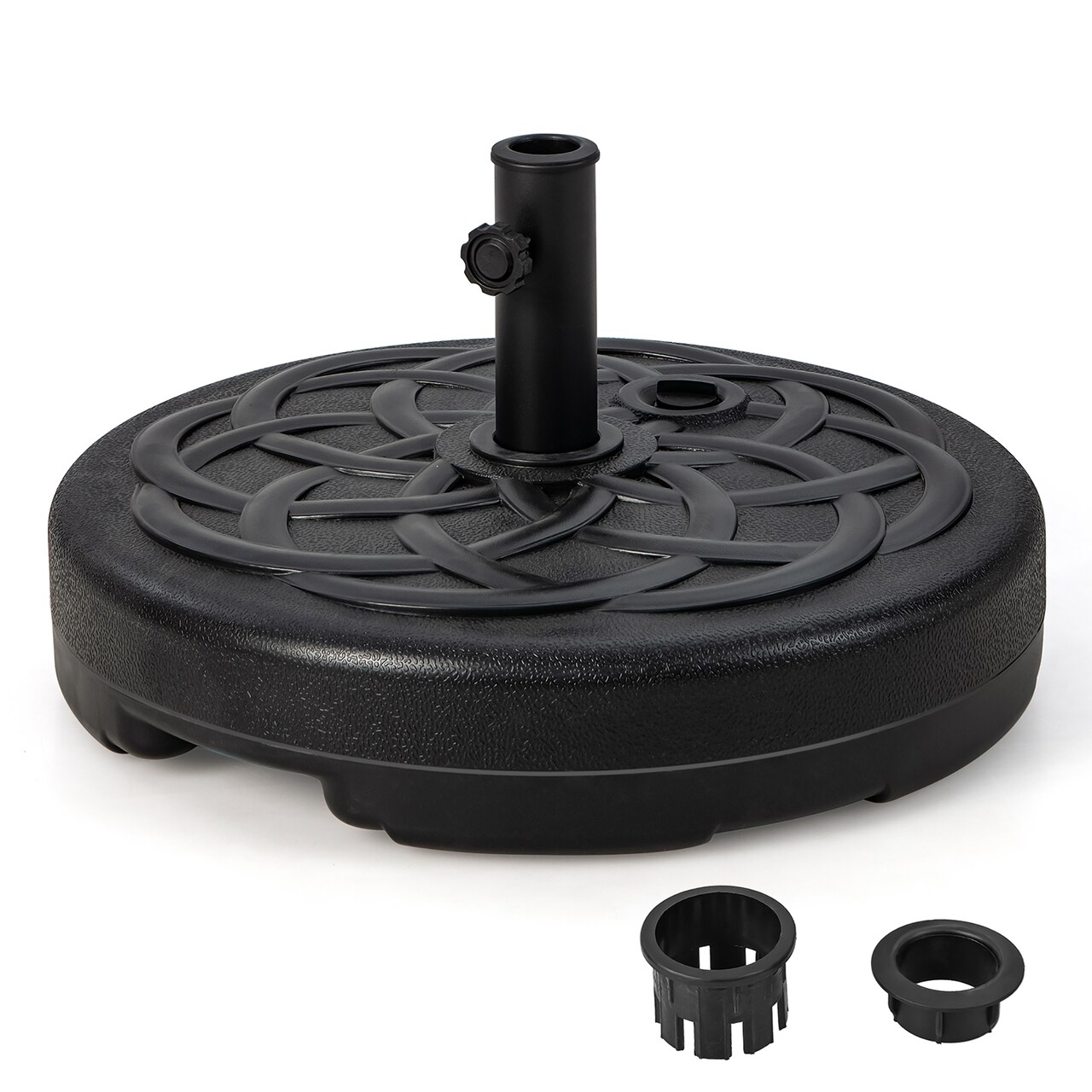 Costway 22'' Patio Fillable Round Umbrella Base Stand Water/Sand Fit Pole 1.5'' & 1.9''